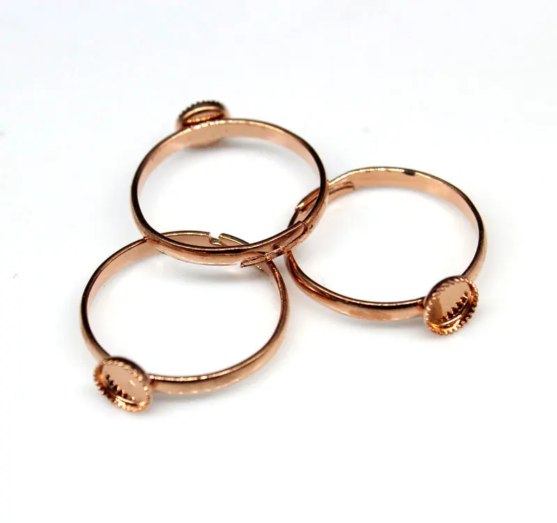 40pcs of 4mm Bezel Cup rose gold plated Ring Blank - Round Cabochon Cab Flatback Flat back glue pad