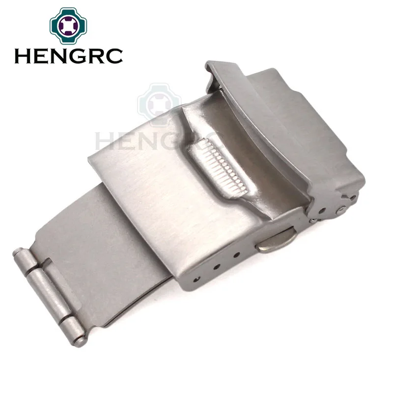 HENGRC Stainless Steel Watch Buckle 18 20 22 24mm Men Watchband Strap Silver Metal Insurance Deployment Clasp Accessories