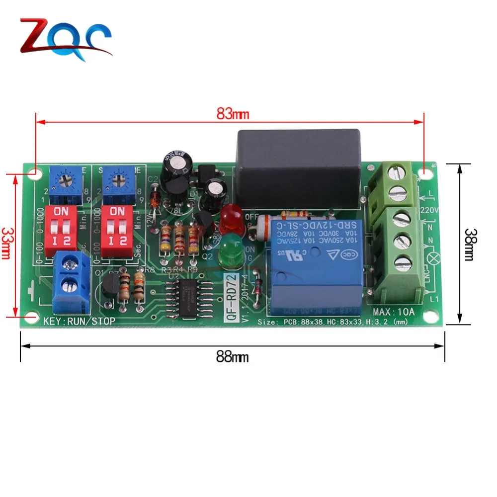 Dual Time Adjustable Cycle Delay Timing Relay Repeat ON OFF Switch Infinite Loop Timer Module AC 100V 110V 120V 220V 230V 240V