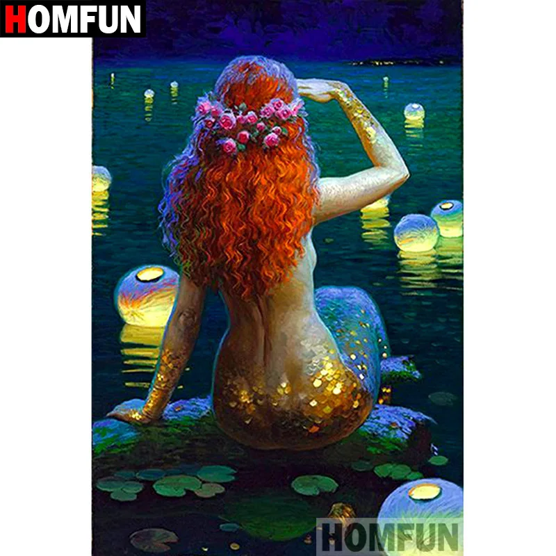 

HOMFUN полная квадратная/круглая дрель 5D DIY алмазная живопись "мультяшная русалка" 3D вышивка крестиком 5D домашний декор A15076