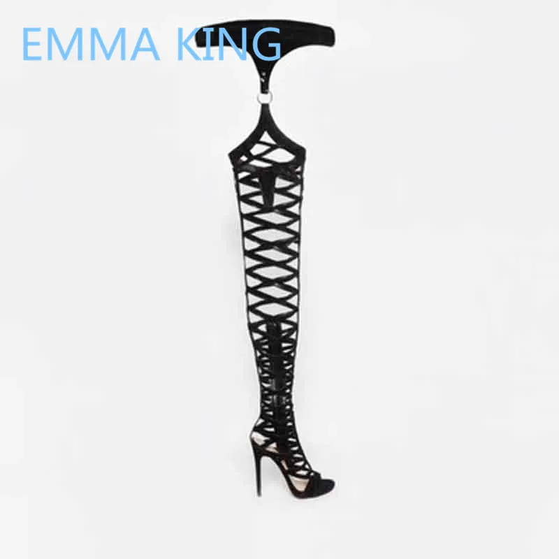 Women Sandals 2019 Fashion Summer Shoes For Women Hollow High Waist Belt Buckle Thigh High Sandals Boots Sexy Cutout High Heels