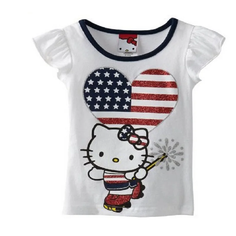 

Hooyi Fashion Baby Girls T-Shirts US Flag Fashion Girls Clothes Summer Short Sleeved Tees Shirts Cotton