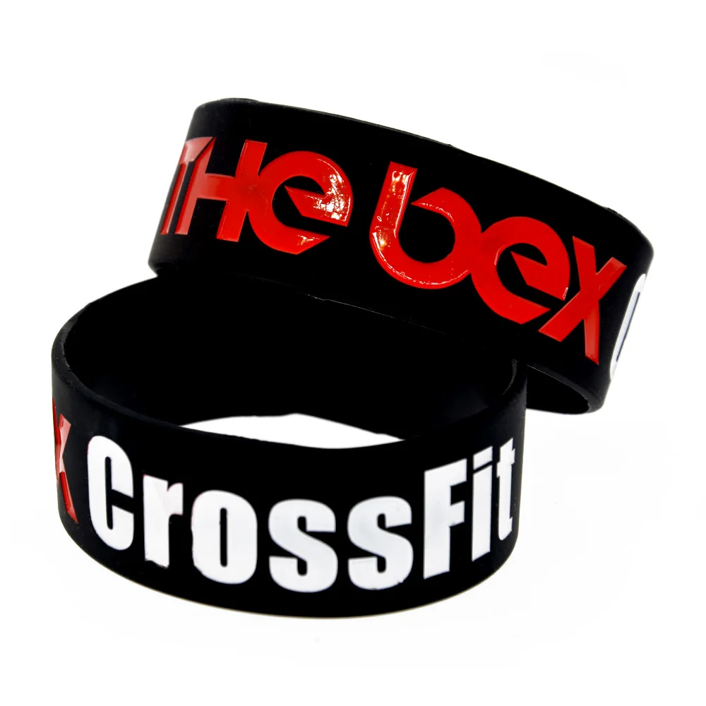 1 PC The Box CrossFit Silicone Wristband 1 Inch WIde Black Sport Gift Bangle