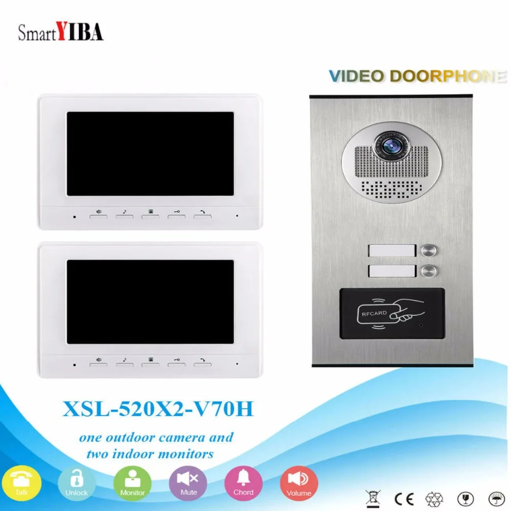 SmartYIBA 7'' RFID Video Door Phone Doorbell Kits Villa Building Video Intercom System Max Support 12pcs Monitor For Option