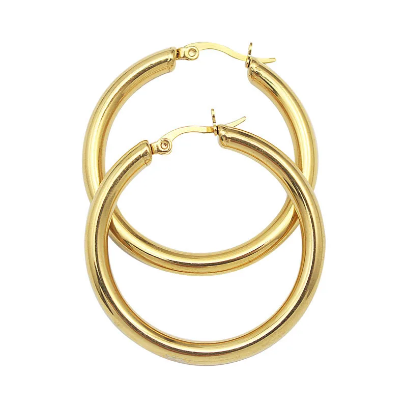 Fashion Hoop Earrings For Women Men Smooth Exaggerated Big Circle Earings Simple Gold Color Jewelry Present