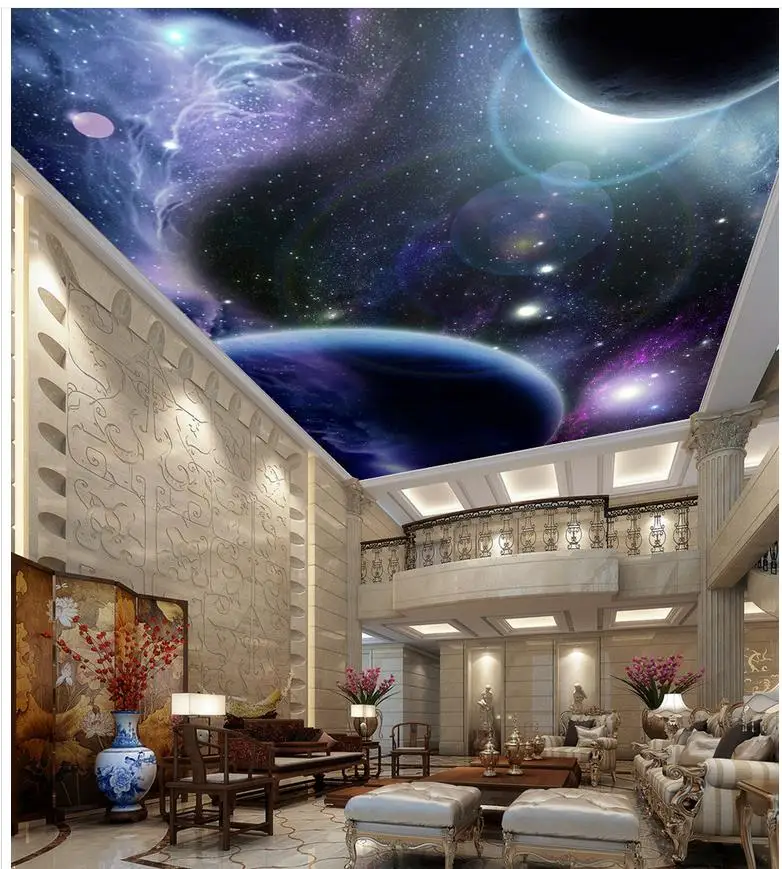 Custom photo wallpaper Large 3D Stereo romantic world ceilings Landscape wallpaper murals ceiling