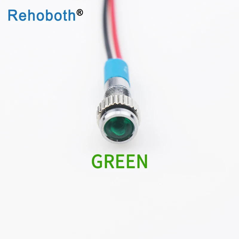 6mm 6V  LED Metal Indicator light 6mm waterproof Signal lamp dot signal light with wire red yellow blue green white