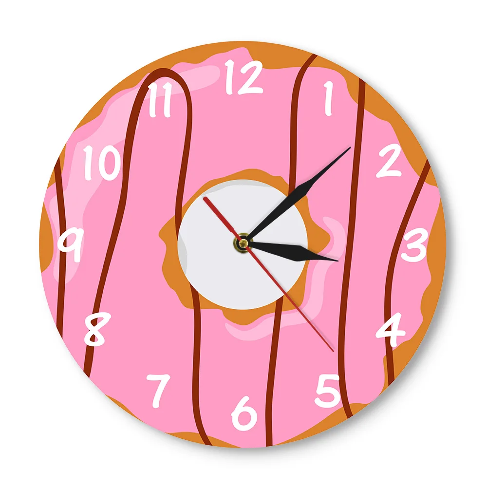 Colorful Printed Doughnut Wall Clock Kawaii Dessert Sweets Modern Wall Clock Bakery Business Sign Wall Decor Donut Lover Gift