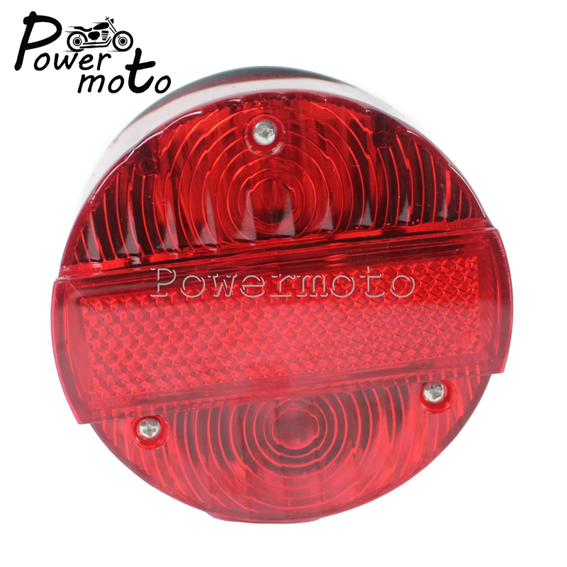 Red Round Taillight License Plate Light Rear Brake Lamp For MZ ETZ150 ETZ250 ETZ251 ETZ301 Simson SR50 S51 SUZUKI TS125 150 250