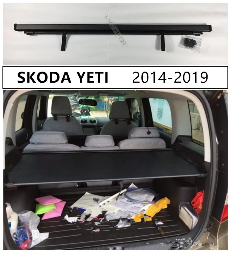

Rear Trunk Cargo Cover For SKODA YETI 2014 2015 2016 2017 2018 2019 2020 igh Qualit Car Security Shield Accessories Black Beige