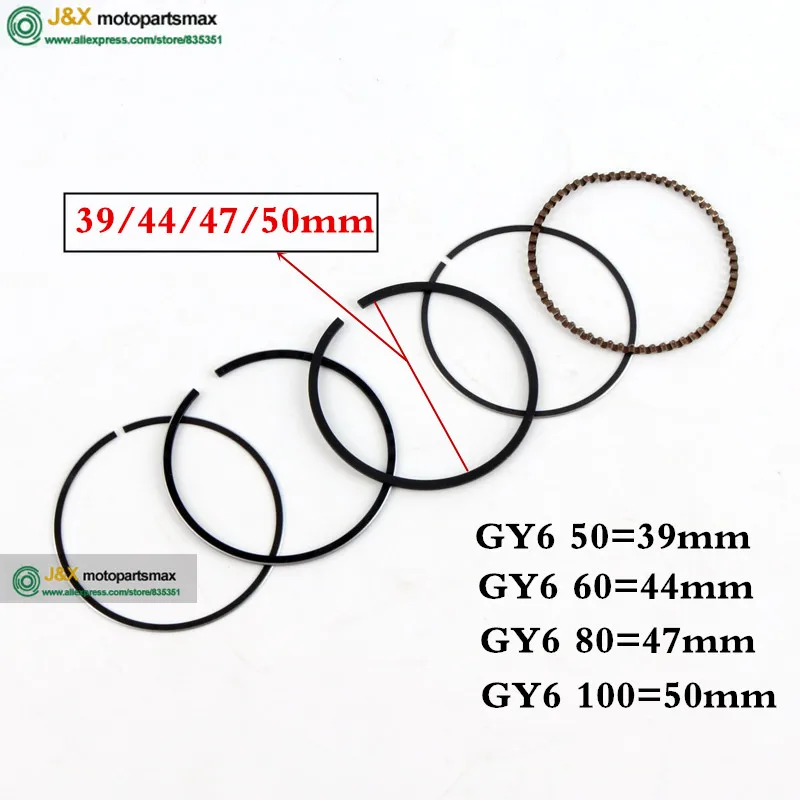 39mm 44mm 47mm 50mm GY6 50 80 100 Cylinder Kit Piston Ring Set Scooter ATV 139QMB 137qma  Moped Scooter