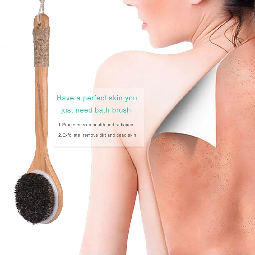 TREESMILE  Natural Bristle Dry Brush Exfoliating Promote Blood Circulation Massage Brush Anti-static Scalp Massage Comb D30