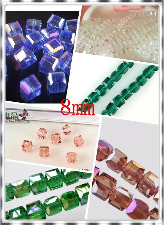 

New Fashion Crystal Glass Square Beads Wholesale ! 70pcs/lot High Quality 8MM Cube Crystal Glass Beads For Jewelry Necklace DIY