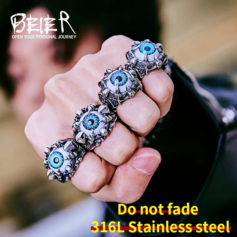 Beier 316L Stainless Steel Scorpion Fashion Cool Exaggerated Personality various colour skull Eye of Devil Man\'s Ring  LR036