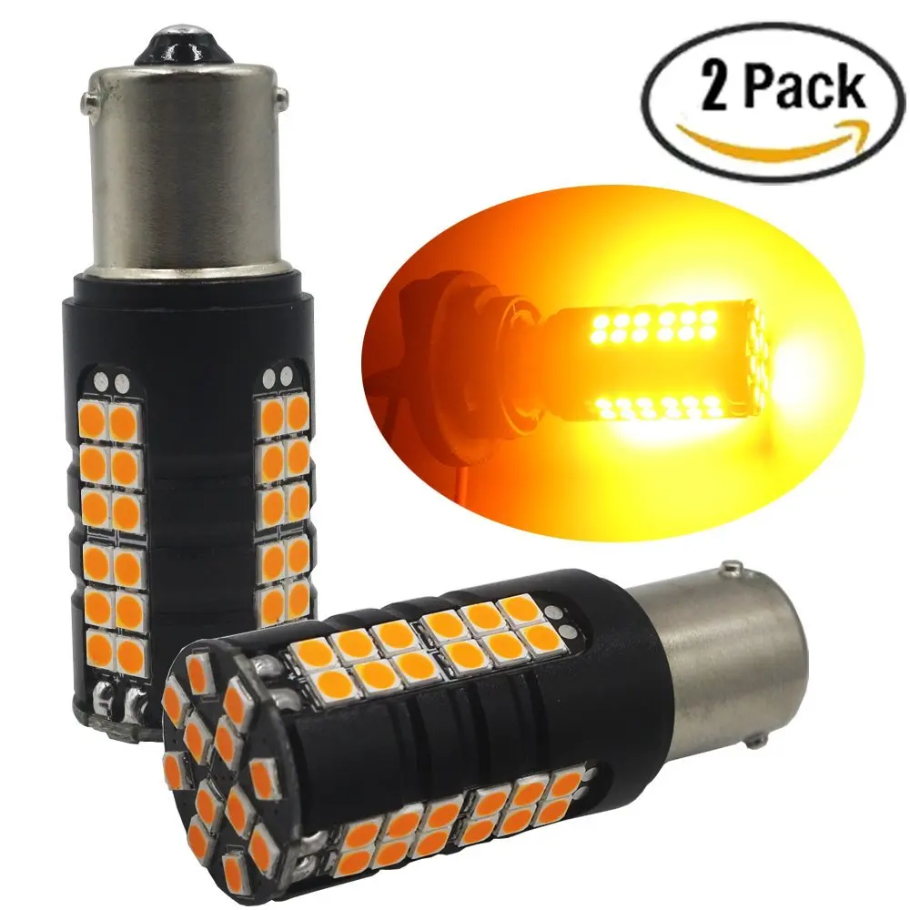 2Pcs New 60W 1156 BA15S 7506 1141 1003 Pure White/Amber Non-Polarity Canbus Error Code Free LED Turn Signal Light Blink Bulb