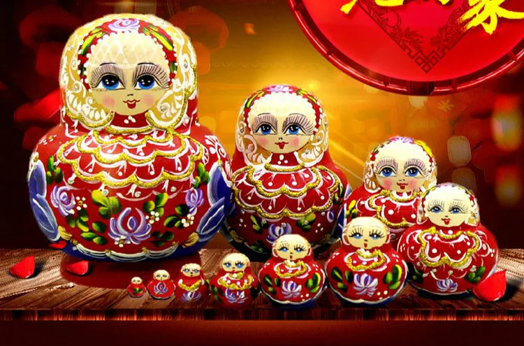 

10pcs/set 15cm Matryoshka Doll Russian Doll Children Wooden Toys Russian Nesting Dolls Ethnic Dolls Dried Basswood Gift