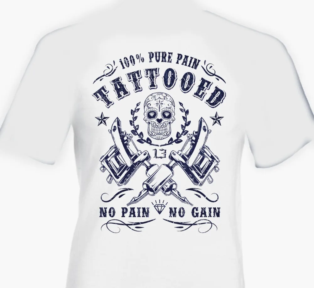 T-shirt à manches courtes pour Homme, Tatouage, Dermographe, Calavera, été, 100%