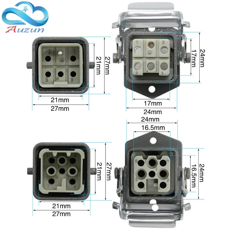 Heavy Duty Connector HDC-HA-2  4/5/6/8 Core  Pin 10/16A 250V Industrial Aviation Waterproof And Dustproof Plug Socket