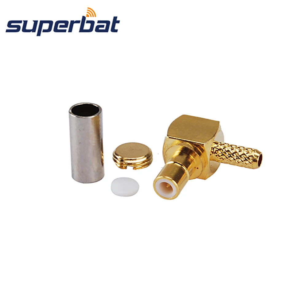 Superbat SMB Crimp Female Right Angle RF Coaxial Connector for Cable RG174 RG316 LMR100