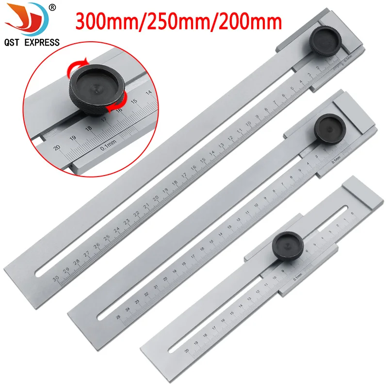 

Stainless Steel Marking Ruler Ruler 200mm 250mm 300mm Screw Cutting Marking Gauge Mark Scraper Tool For Woodworking Measuring