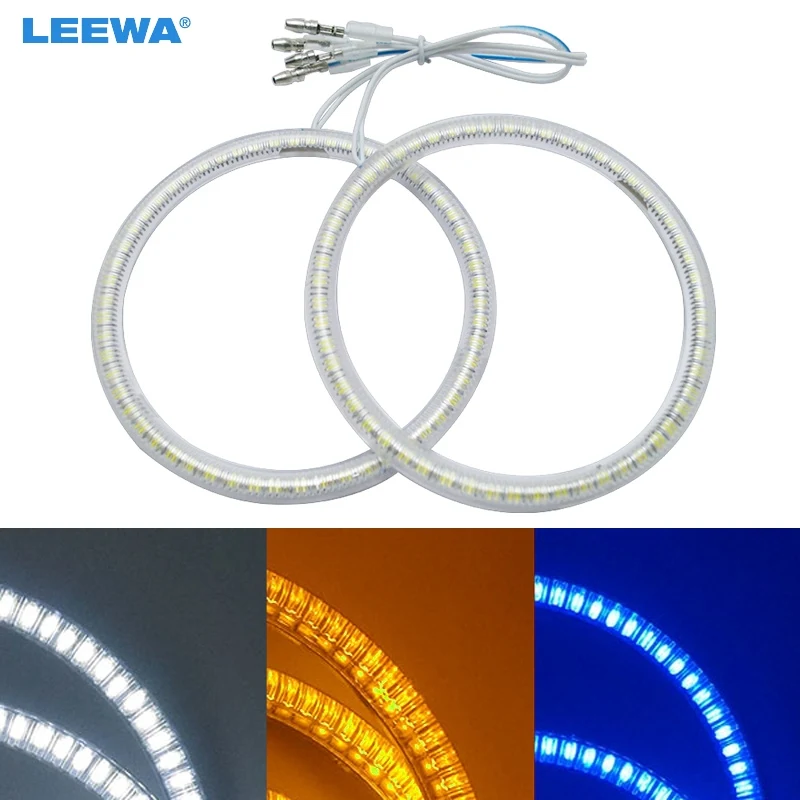 LEEWA White/Blue/Yellow 2pcs/Set Moto LED Halo Rings Angel Eyes DRL Head Lamp For Yamaha Majesty250 Light 2x106mm #CA996