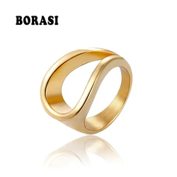 BORASI Geometrica Irregolare Anelli Per Le Donne Ragazze Regalo di Colore Oro In Acciaio Inox Anello di Cerimonia Nuziale di Marca Gioelleria raffinata e alla moda All'ingrosso