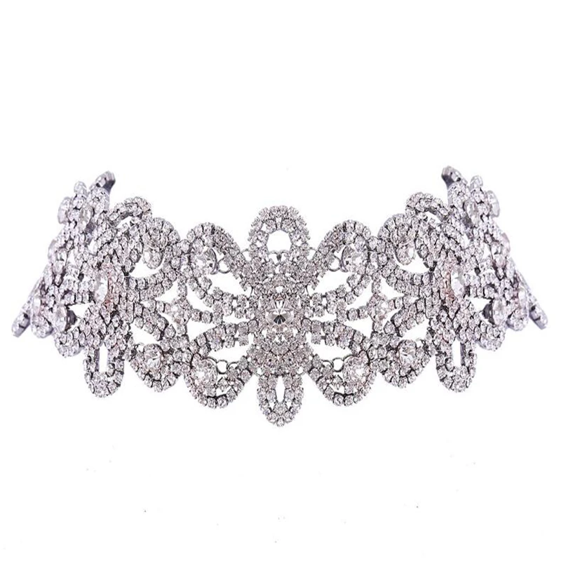 

Luxury Rhinestone Choker Necklace For Women Cute Crystal Collar Choker Fashion Bridal Jewelry Colliers Colar Rhinestone Necklace