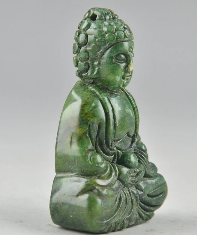 Wholesale Cheap Green Jades  Chinese Handwork Old Hammered Buddha Exorcism Amulet Pendant statue / Free Shipping