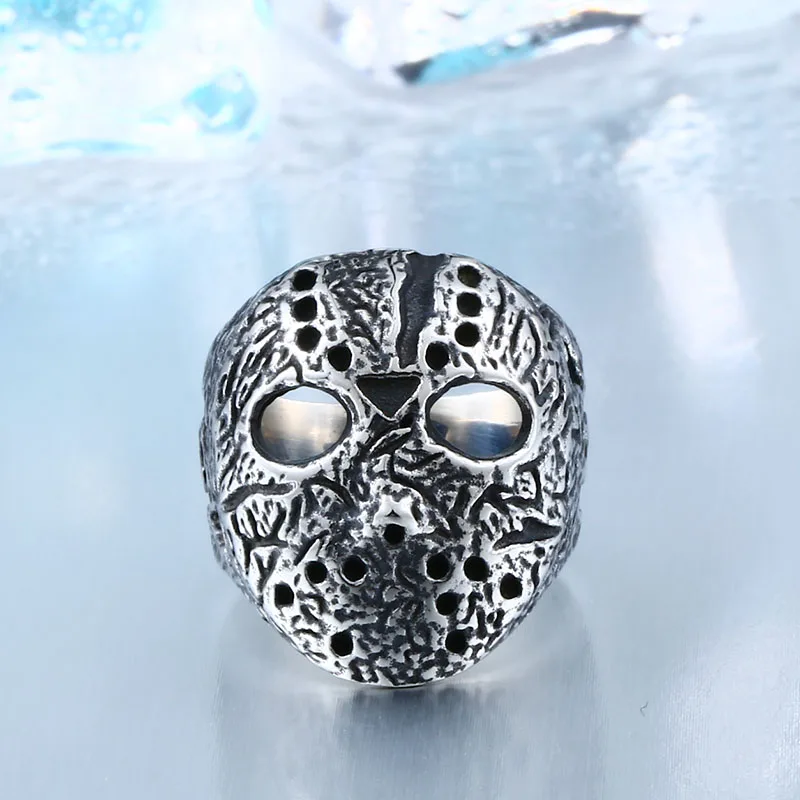 BEIER New Halloween Men Ring 316L Stainless Steel Biker Jason Voorhees Hockey Antique Jewelry BR8-192