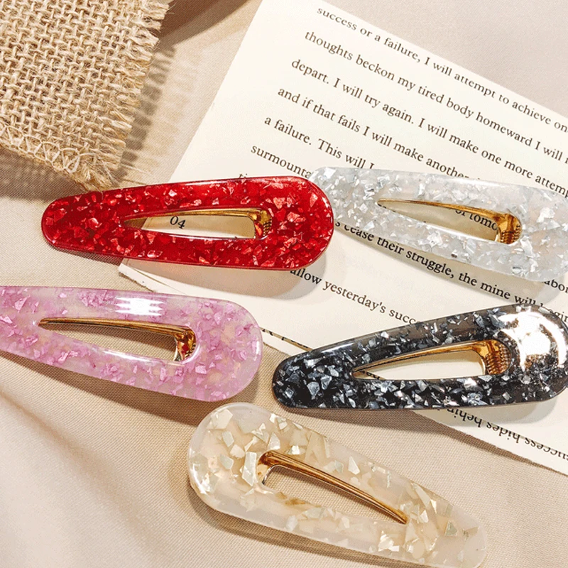 Korean Fashion Women Girls Acrylic Hair Clips Geometric Vintage Resin   Hollow Rectangle Hairpins Barrettes Hair Accessories