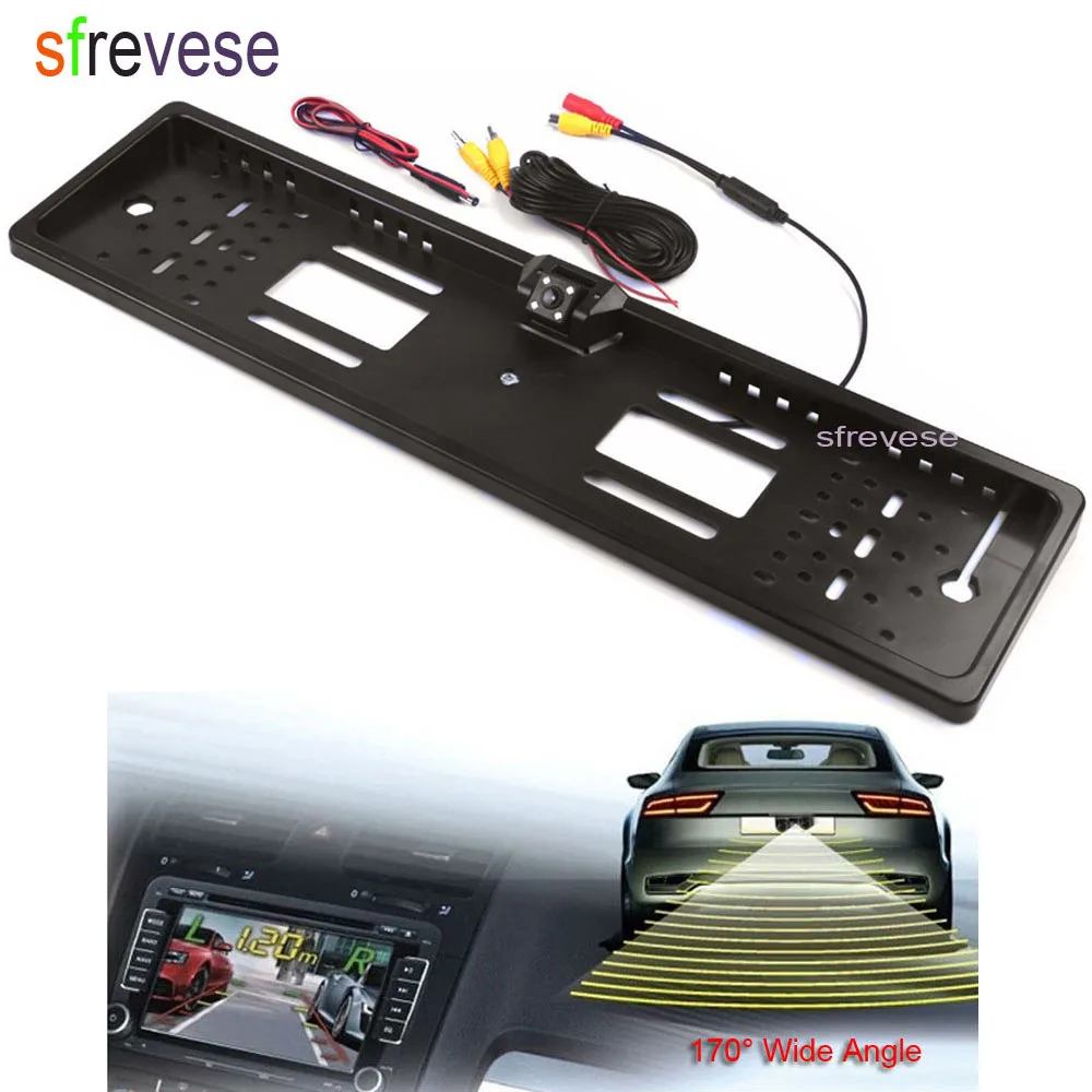 

EU Car Vehicle License Plate Frame Rear View Reverse Reversing Backup Parking 4 LED Night Vision Camera Waterproof 170 Degree