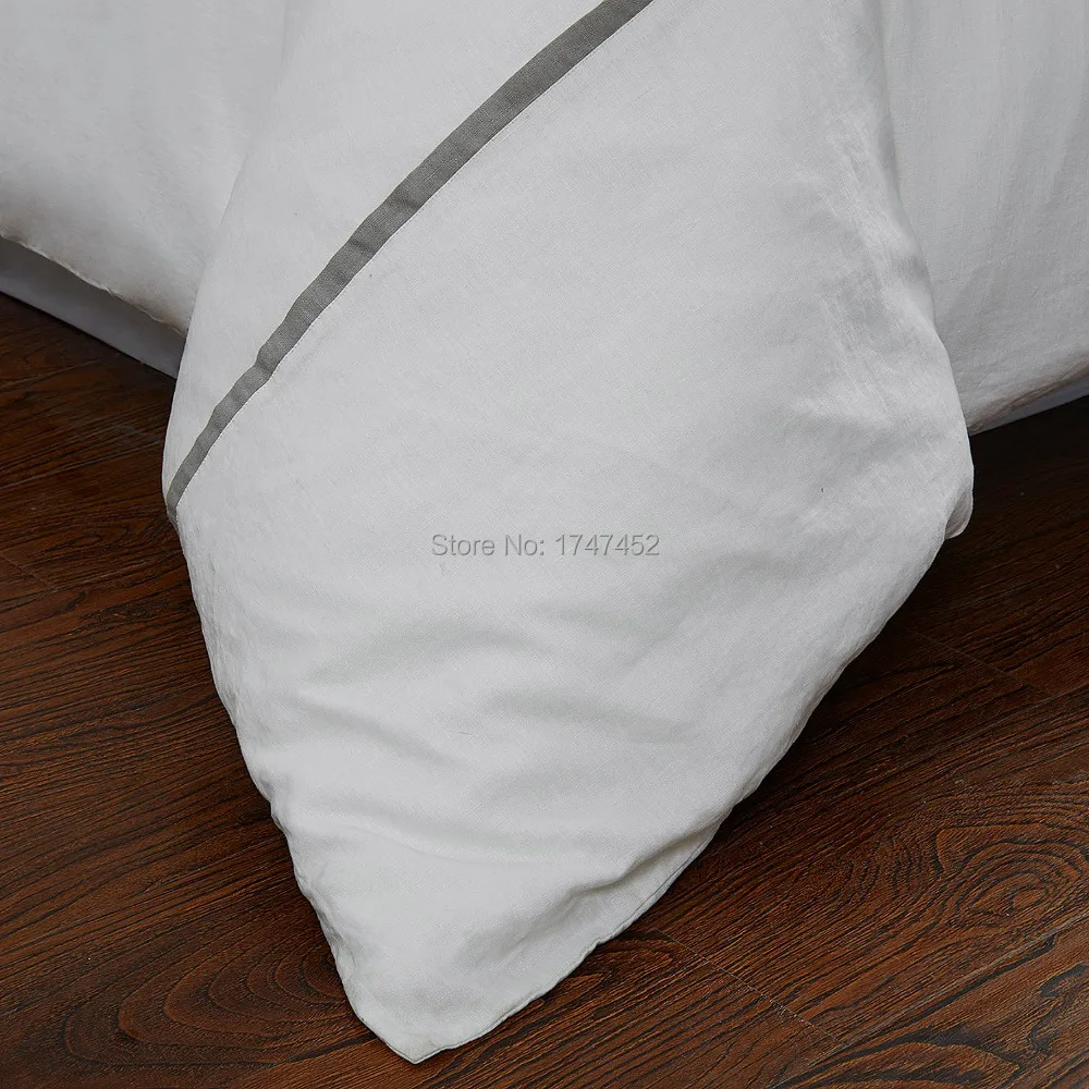 100%Pure Linen Stone Washed BEDDING SET with Grey insert one duvet cover 2 pillowcases