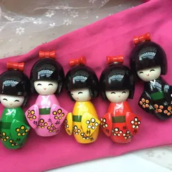 4pcs New Cute Handmade Oriental Japanese Kokeshi Girls Wooden Dolls size 12cm 10cm 8cm