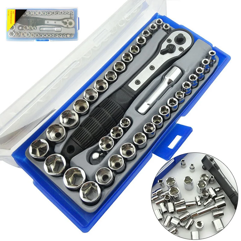 

38Pcs/set 3/8'' 4-15mm Inch & Metric Socket Set Ratchet Driver Socket Wrench Tool car tools