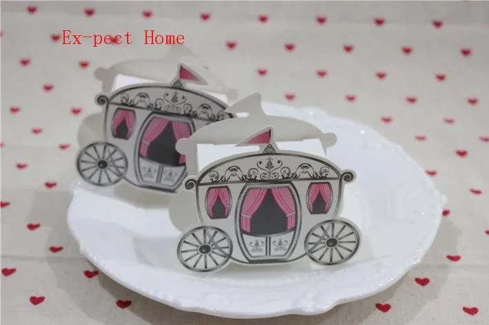 1000pcs/lot Free Shipping+Wholesale Cute Enchanted Carriage Favor Boxes wedding candy box sweet sugar box wedding party