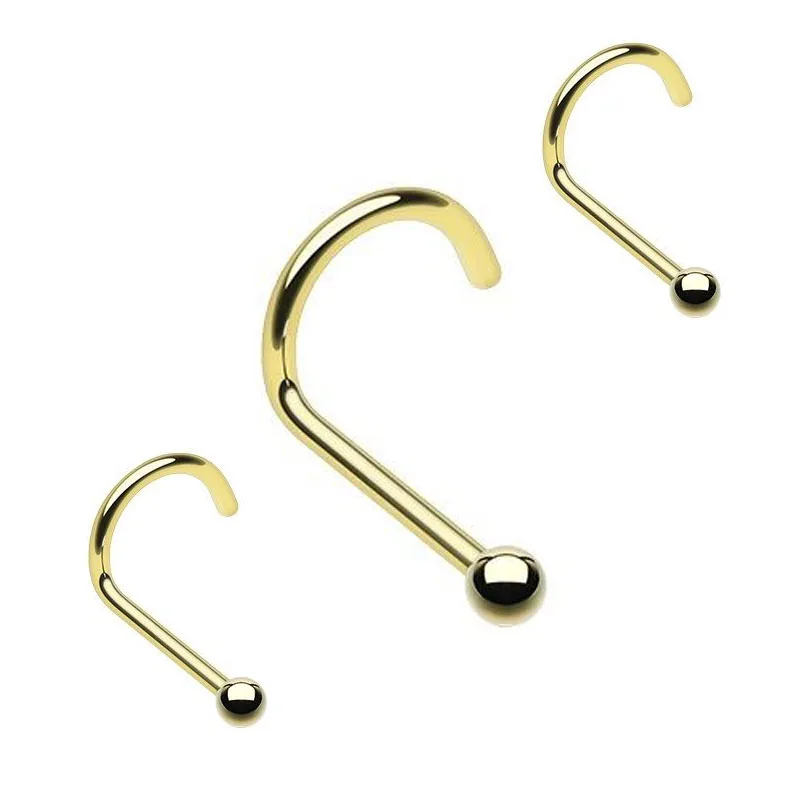 Gold 316L Surgical Steel Ball Screw Nose Stud Ring 20G Body Piercing Jewelry Nose Rings wholesales