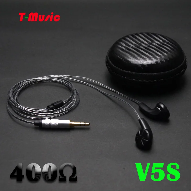V5S Alta Impedância No Fone De Ouvido, 400ohms, requintado Som Plug Cabeça Plana, grafeno Motorista Dinâmico
