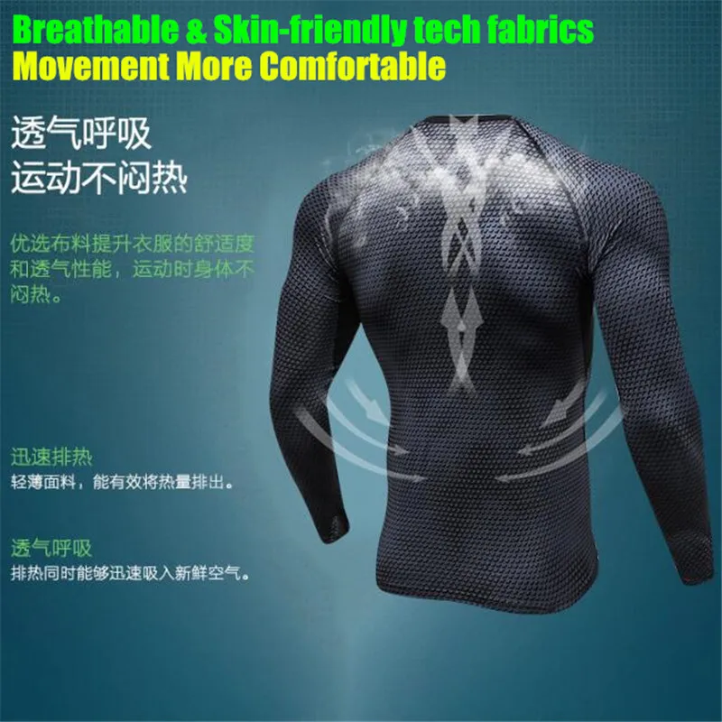 Men Pro Shaper Compression Underwear Sets 3D Cut Tight Pants & Tops,Elastic Quick-dry Wicking Sport Fitness Long Sleeve T-shirt
