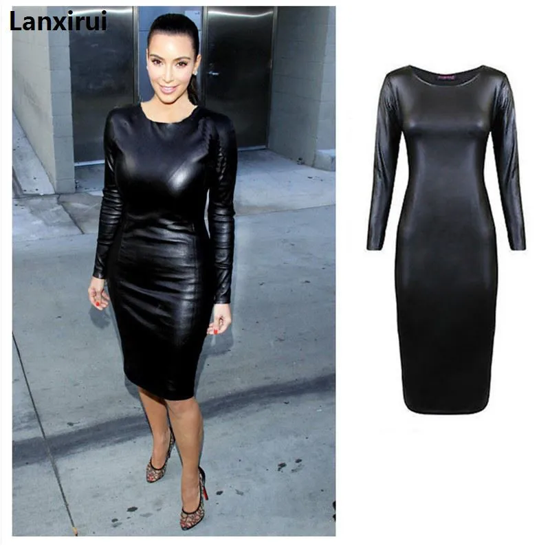 

Women Black Sexy Bodycon Leather Dress Sexy Zipper Latex Club Wear Clothing Mini Dress Catsuits Cat Suits Vestidos