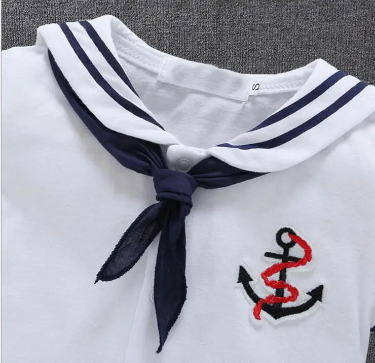 Baby Boy Sailor Suit Short Sleeved Jumpsuit Girl Clothing Stage Wear Rompers Navy Army Suit Halloween Cosplay Costumes Clothes