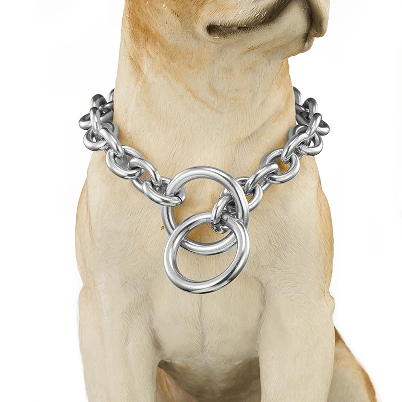 

15MM Never Fades Charming Stainless Steel Silver Color Smooth Dog Cuban Curb Chain Pet Collar Choker Necklace 12-32"High Quality