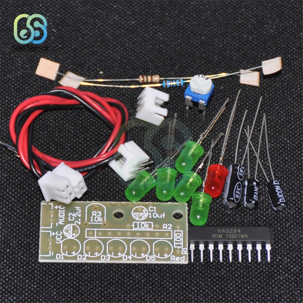 1 Set KA2284 Audio Level Indicator Suite Trousse Electronic Parts 5mm RED Green LED Level Indicating 3.5-12V Electronic DIY Kit