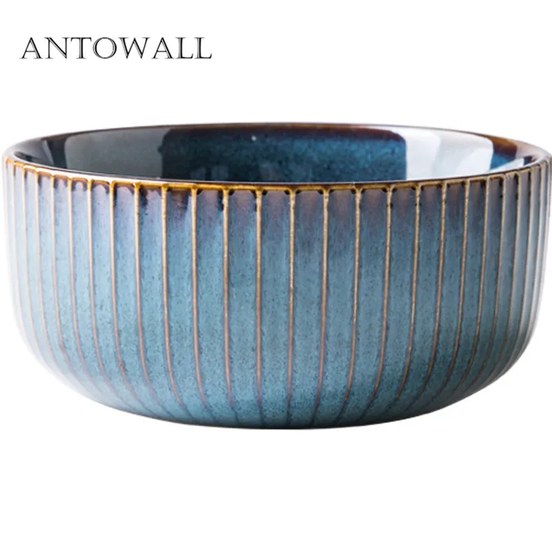 ANTOWALL Nordic style household restaurant kiln glazed ceramic tableware bright starry bowl rice salad bowl soup bowl dinnerware