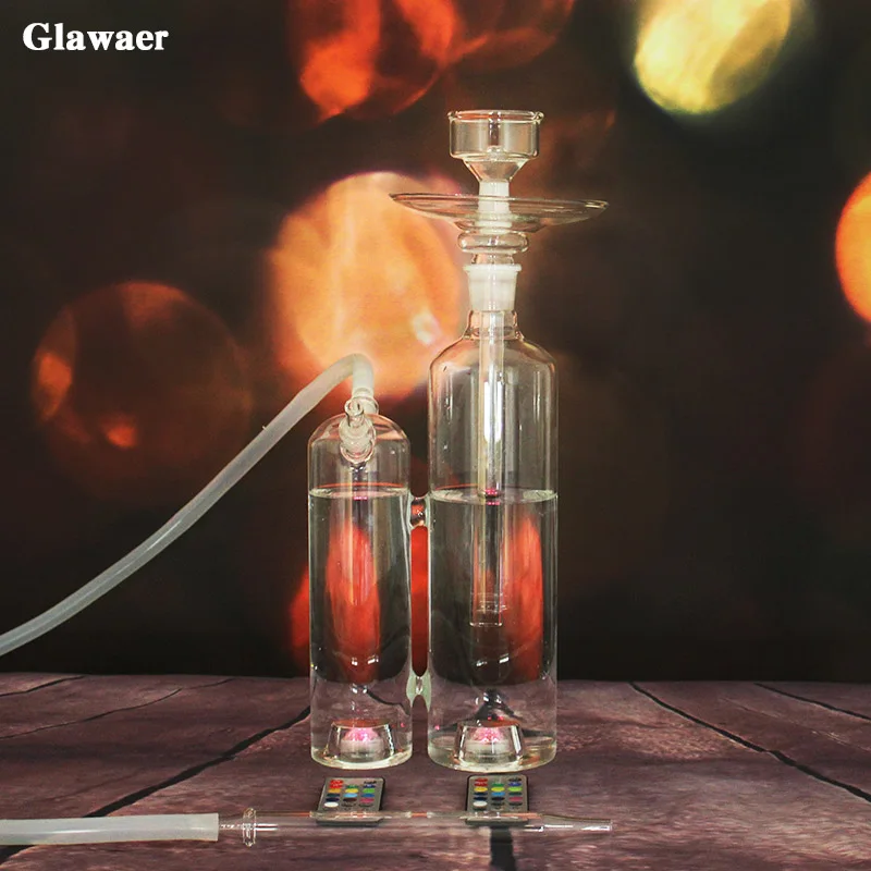 Glawaer Cool Double Bottles Shape Glass Hookahs Shisha High Borosilicate Glass Water Pipes Tube Narguile Chicha Health Smoking