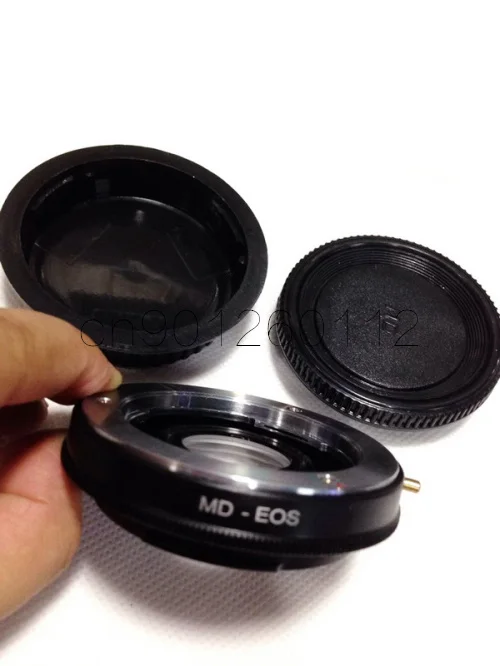 For MD-EF Lens Adapter Ring With Optical Glass Focus Infinity Mount body rear cap to for canon EF Camera 500d 600d 5d2 6d 70d