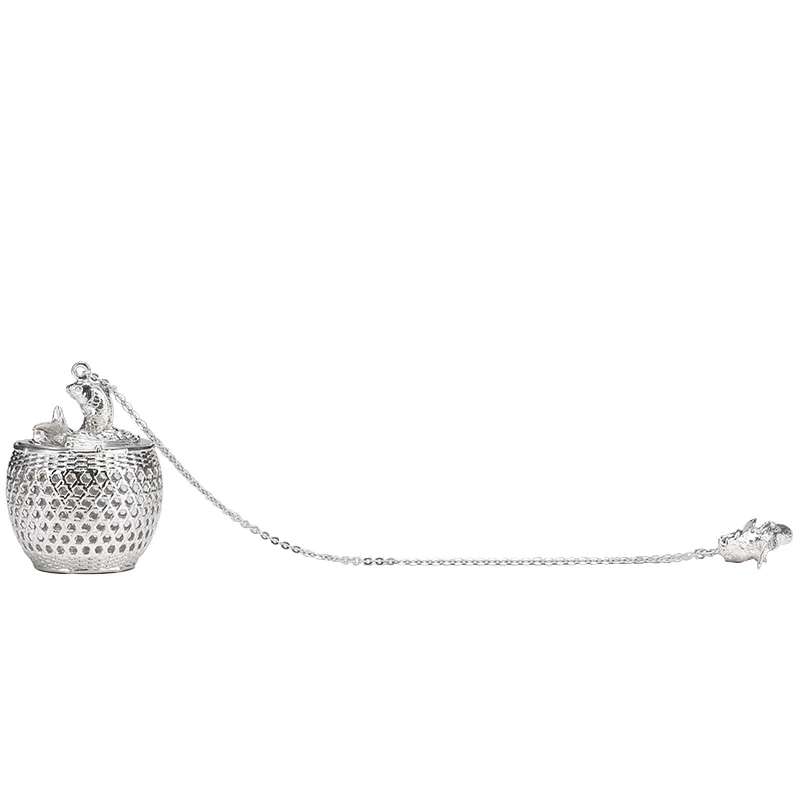 New S999 Silver Ball Tea Dip Net Filter with Hook Loose Tea Spice Ball with Rope Chain Home Kitchen Tools