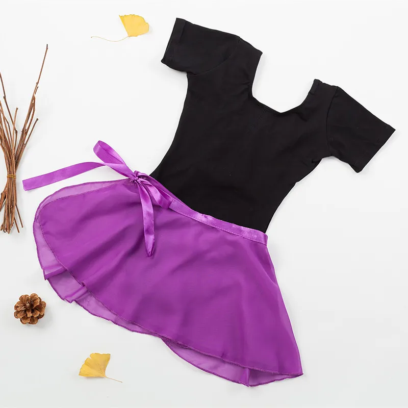 

Children's cotton short-sleeved dance practice uniforms 2 sets of ballet chiffon yarn skirt can open file quality test service