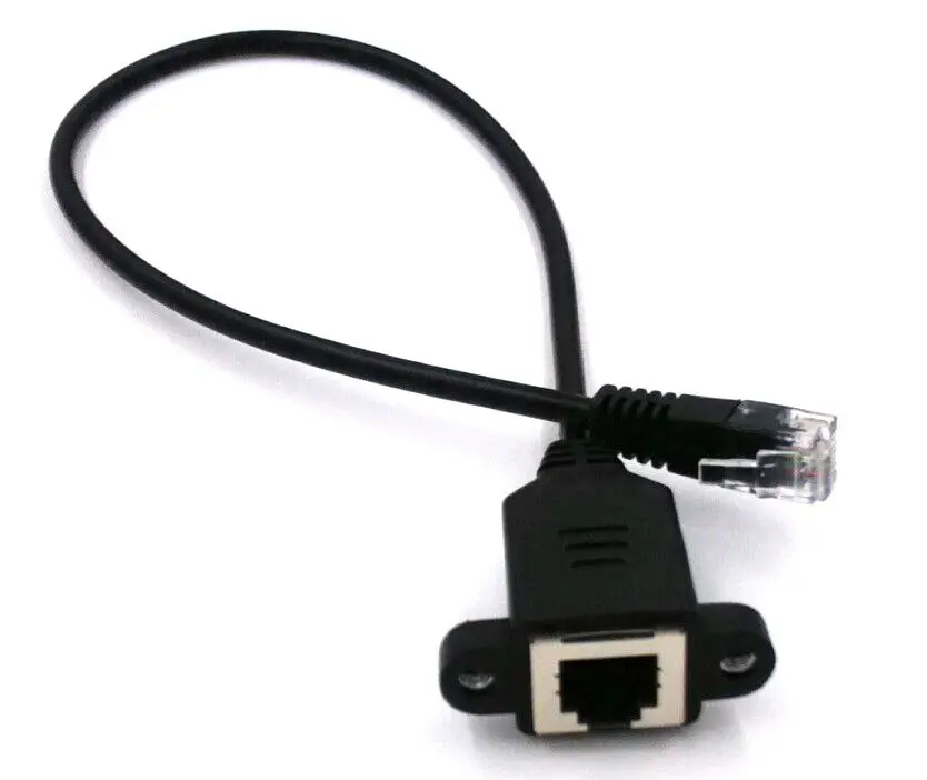 RJ12 6p6c telephone extension cable 1:1 6P6C male to female cable with shield brand 27cm length black color