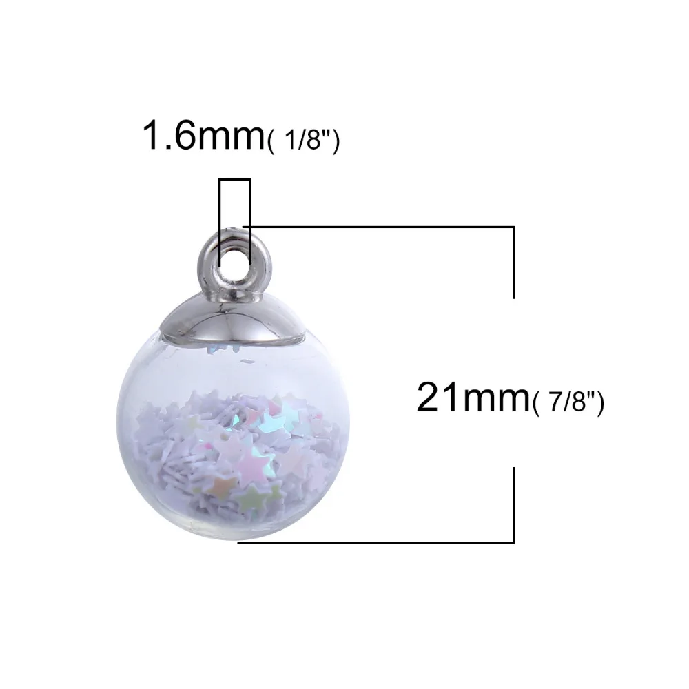 DoreenBeads Transparent Ball Charms Pendant Glass Bubble Pentagram Star Sequins Jewelry Making 21mm( 7/8") x 16mm( 5/8"), 20 PCs