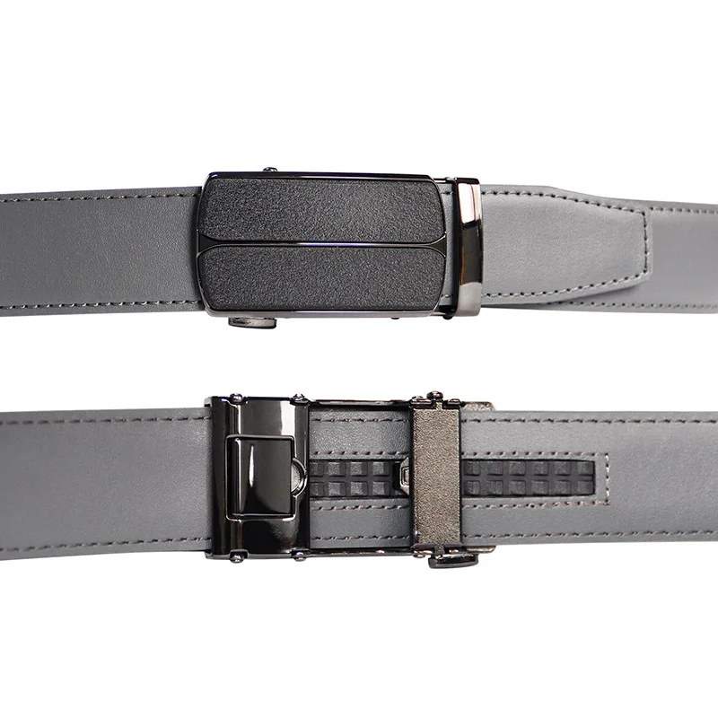 New Arrivals Men 100% Genuine Leather Belt Cowhide Cowboy Belt Straps With Alloy Automatic Buckle Gray Color Leather Straps